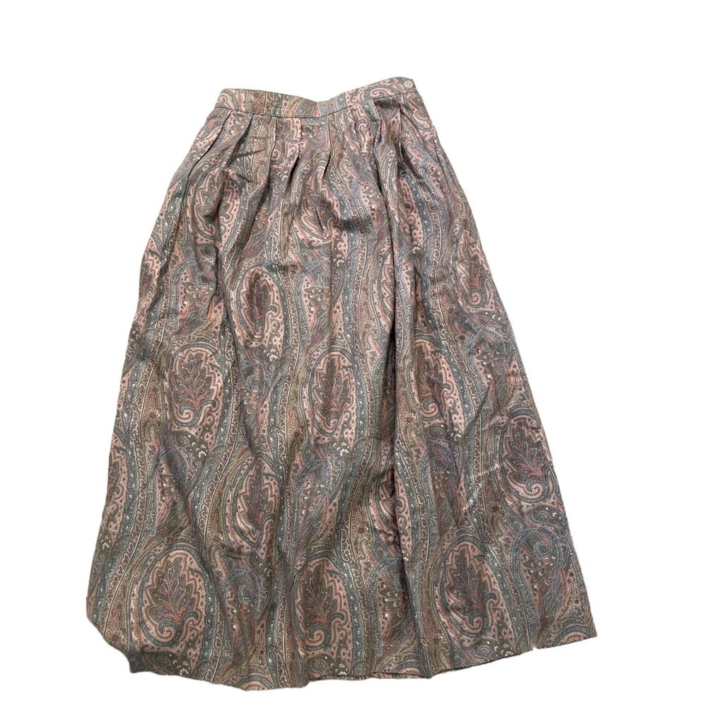 Vintage Carroll Reed Womens Size 8 Midi Skirt Pink Blue White Paisley Union Made